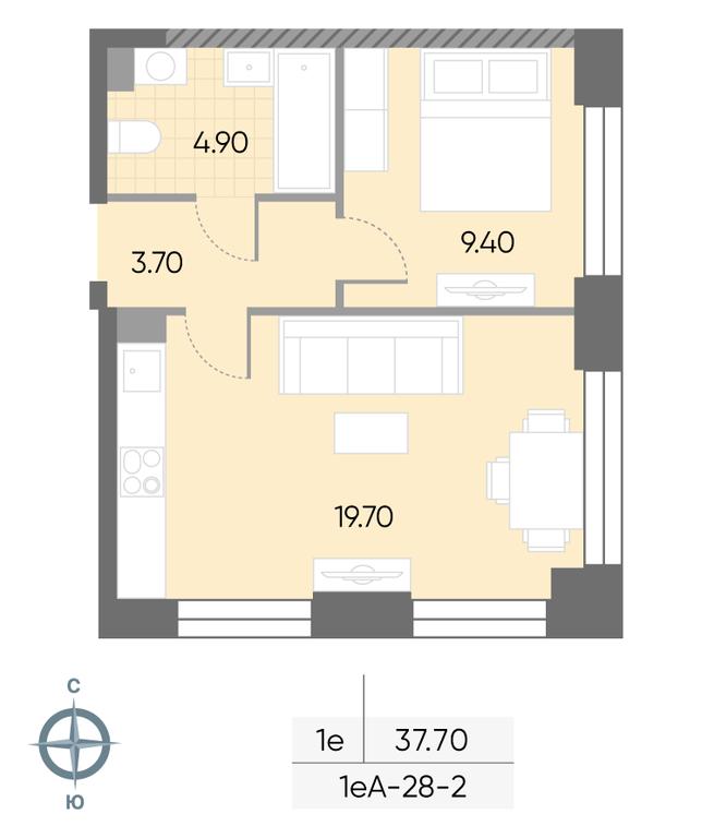 1-BD Apartment Sale, 37.7平方米 at Wave, Borisovskye Prudy Street, 1Б, Moscow, Russia #1 1-BD Apartment Sale, 37.7平方米 at Wave, Borisovskye Prudy Street, 1Б, Moscow, Russia #1