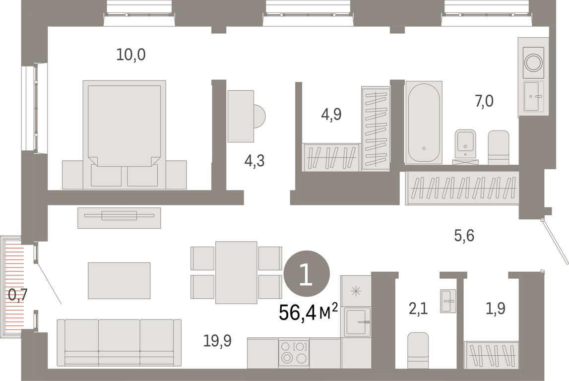 1-BD Apartment Sale, 56.4 sq. m. at Kvartal Metronom, Tagilskaya Street, Moscow, Russia #1 1-BD Apartment Sale, 56.4 sq. m. at Kvartal Metronom, Tagilskaya Street, Moscow, Russia #1
