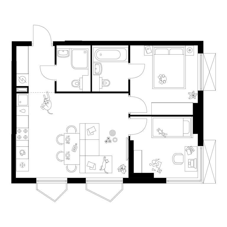 2-BD Apartment Sale, 52.6 sq. m. at Michurinskiy Park, Ozyornaya Street, 44А, Moscow, Russia #1