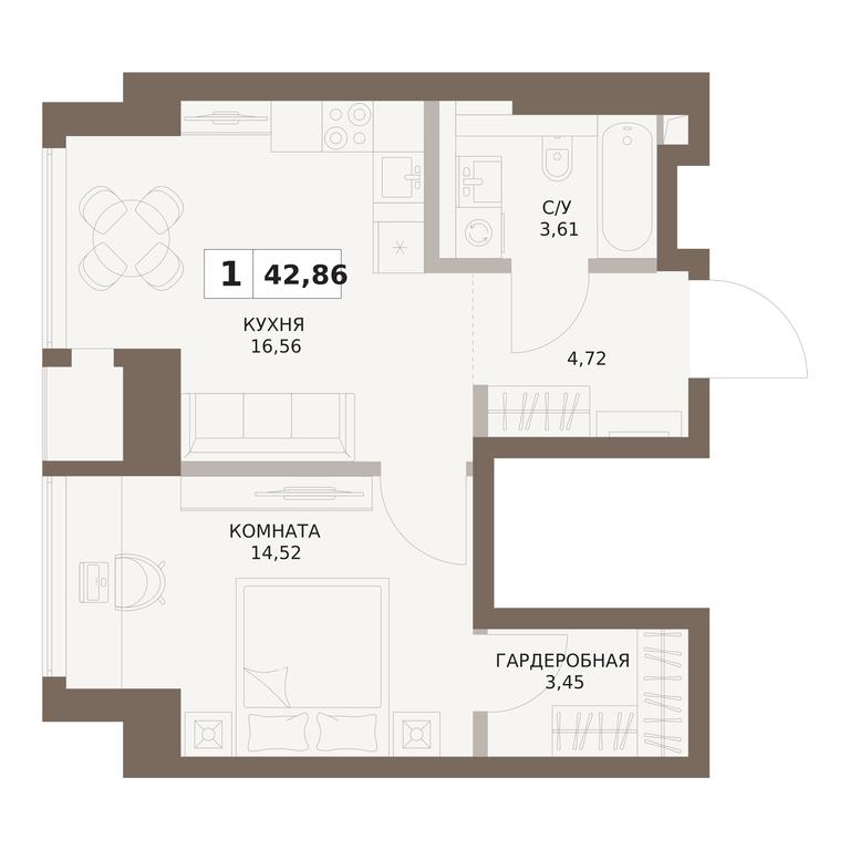 1-BD Apartment Sale, 42.86平方米 at The Five, 5th Donskoy Drive, вл21к6, Moscow, Russia #1 1-BD Apartment Sale, 42.86平方米 at The Five, 5th Donskoy Drive, вл21к6, Moscow, Russia #1
