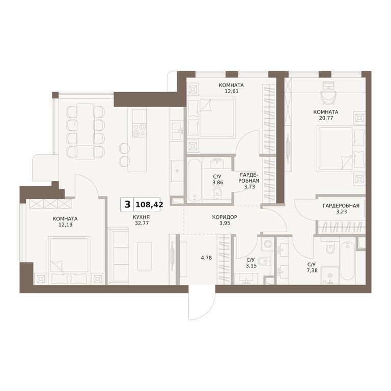 3-BD Apartment Sale, 108.42平方米 at The Five, 5th Donskoy Drive, вл21к6, Moscow, Russia #1 3-BD Apartment Sale, 108.42平方米 at The Five, 5th Donskoy Drive, вл21к6, Moscow, Russia #1