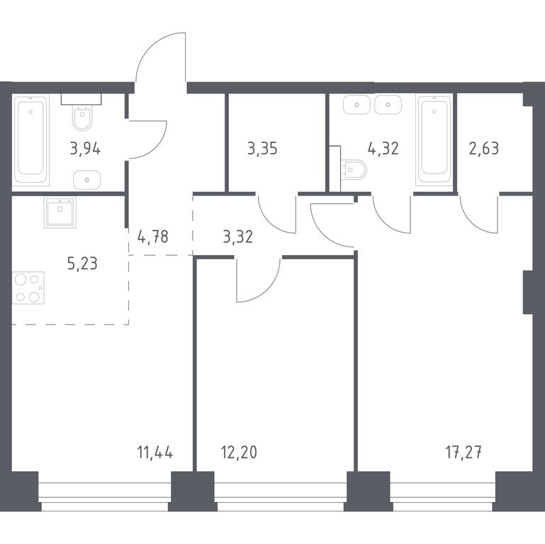 1-BD Apartment Sale, 68.46 sq. m. at Nova, Bratyev Fonchenko Street, вл21, Moscow, Russia #1 1-BD Apartment Sale, 68.46 sq. m. at Nova, Bratyev Fonchenko Street, вл21, Moscow, Russia #1