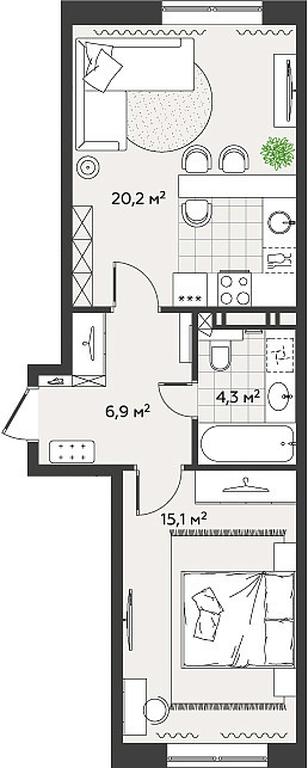 1-BD Apartment Sale, 46.6 sq. m. at Eko Bunino, prospekt Kuprina, 34к1, Sosenskoye Settlement, Moscow, Russia #1 1-BD Apartment Sale, 46.6 sq. m. at Eko Bunino, prospekt Kuprina, 34к1, Sosenskoye Settlement, Moscow, Russia #1