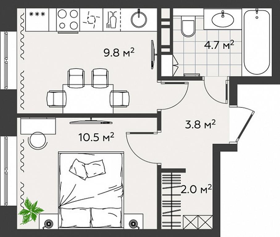 Apartment Sale, 30.8平方米 at Eko Bunino, prospekt Kuprina, 34к1, Sosenskoye Settlement, Moscow, Russia #1