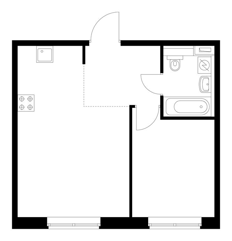 1-BD Apartment Sale, 41.2 sq. m. at Butovo Park 2, Butovo Park Residential Complex, Butovo Work Settlement, Leninskiy City District, Moscow Region, Russia #1