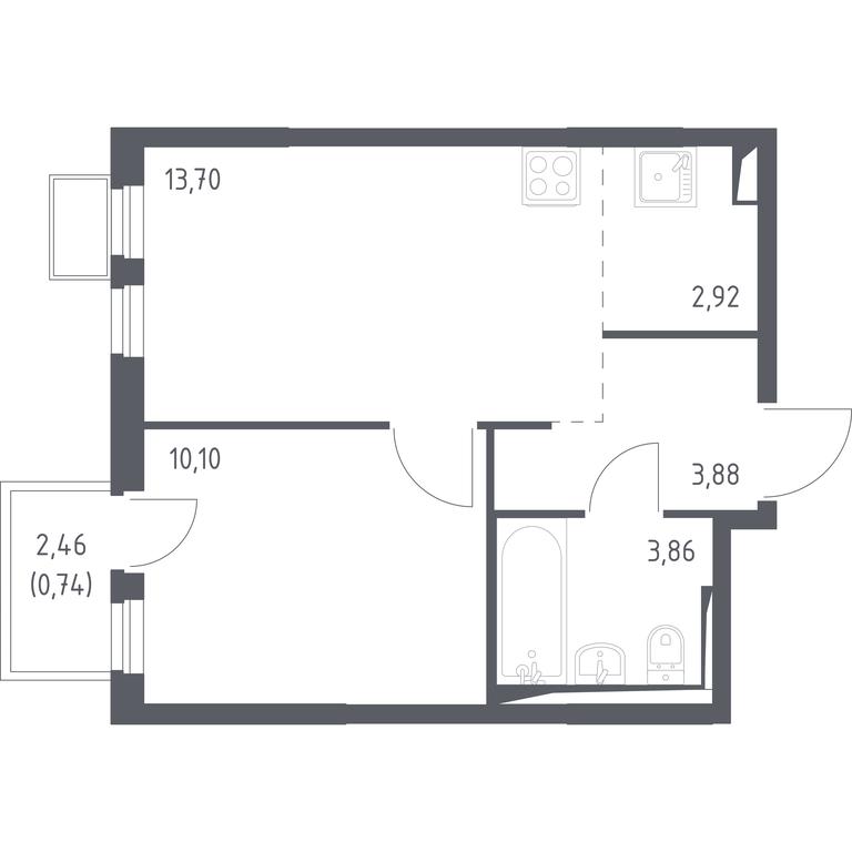 Apartment Sale, 35平方米 at Ostafevo, Ostafyevskoe Highway, 12к1, Ryazanovskoe Settlement, Moscow, Russia #1
