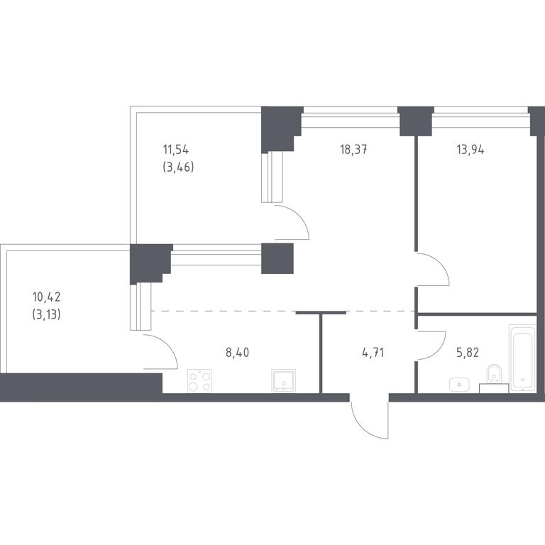 Apartment Sale, 57.83平方米 at Nova, Bratyev Fonchenko Street, вл21, Moscow, Russia #1 Apartment Sale, 57.83平方米 at Nova, Bratyev Fonchenko Street, вл21, Moscow, Russia #1