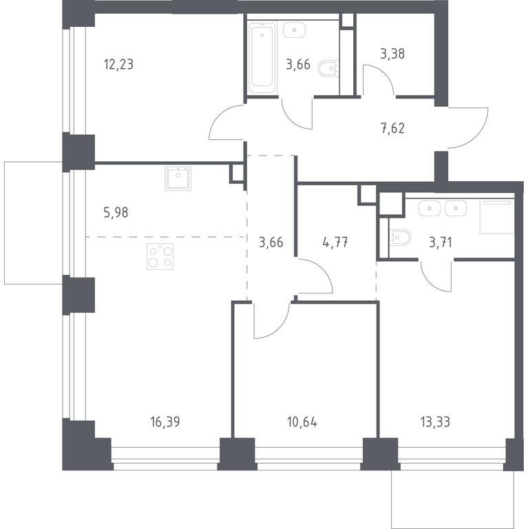 2-BD Apartment Sale, 85.37平方米 at Nova, Bratyev Fonchenko Street, вл21, Moscow, Russia #1 2-BD Apartment Sale, 85.37平方米 at Nova, Bratyev Fonchenko Street, вл21, Moscow, Russia #1