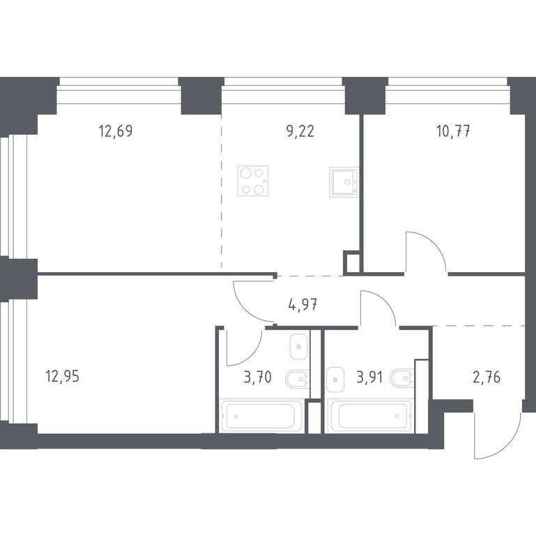 1-BD Apartment Sale, 60.97 sq. m. at Nova, Bratyev Fonchenko Street, вл21, Moscow, Russia #1 1-BD Apartment Sale, 60.97 sq. m. at Nova, Bratyev Fonchenko Street, вл21, Moscow, Russia #1