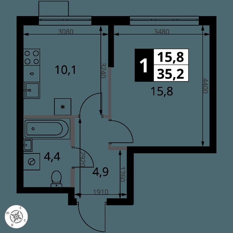 1-BD Apartment Sale, 35.2 sq. m. at 1 Yasenevskij, Kvartal № 24, Mosrentgen Settlement, Moscow, Russia #1 1-BD Apartment Sale, 35.2 sq. m. at 1 Yasenevskij, Kvartal № 24, Mosrentgen Settlement, Moscow, Russia #1