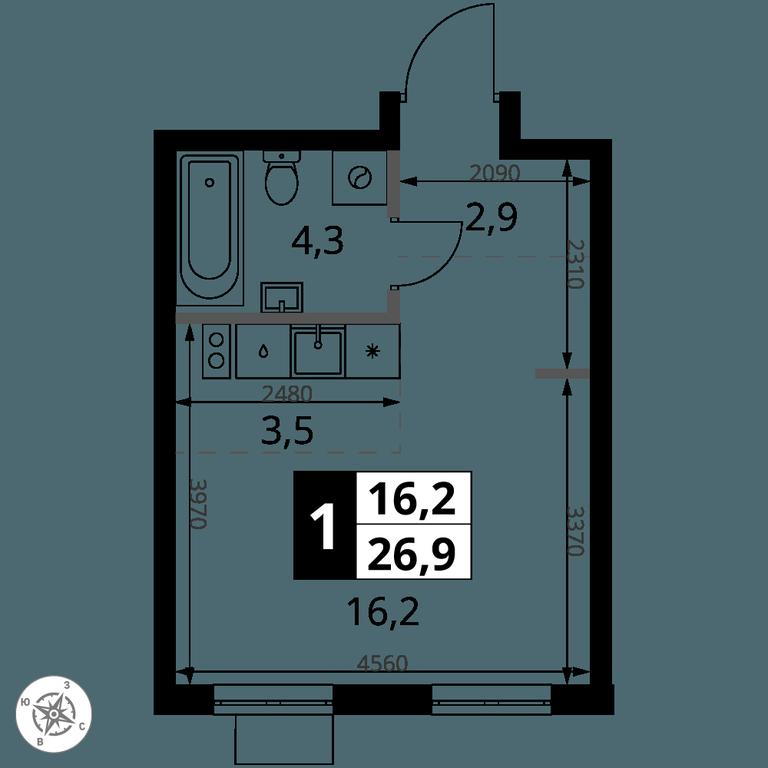 Apartment Sale, 26.9平方米 at 1 Yasenevskij, Kvartal № 24, Mosrentgen Settlement, Moscow, Russia #1