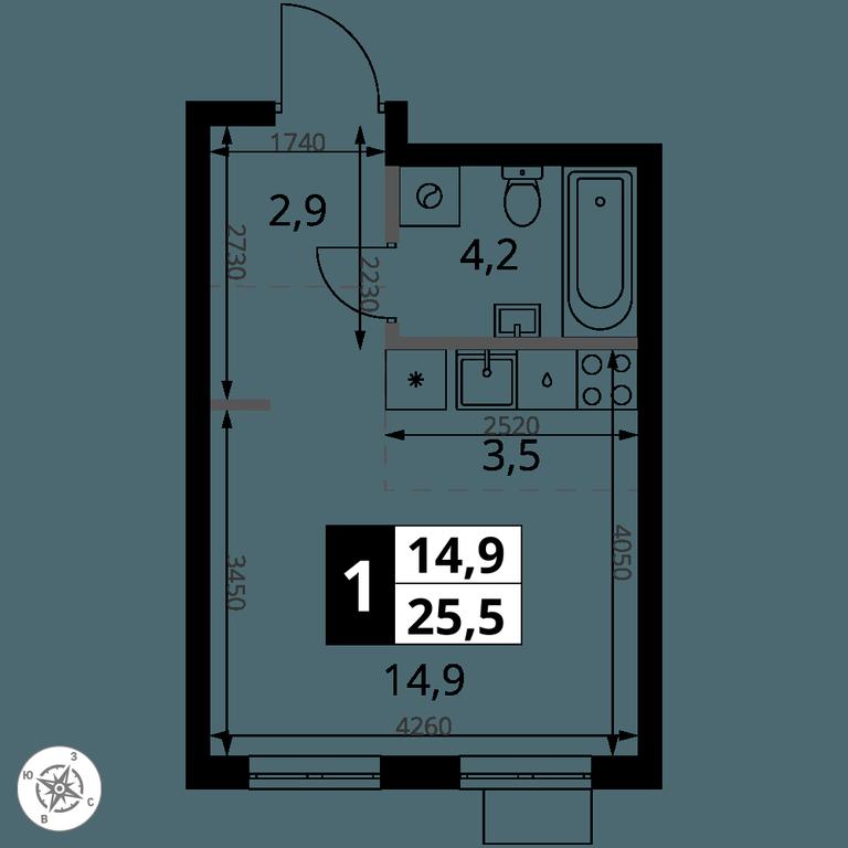 Apartment Sale, 25.5 sq. m. at 1 Yasenevskij, Kvartal № 24, Mosrentgen Settlement, Moscow, Russia #1