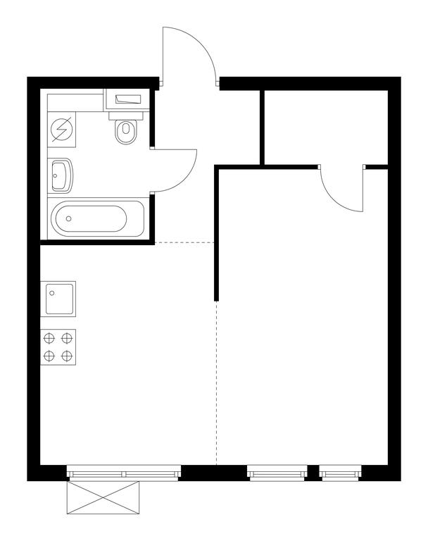 1-BD Apartment Sale, 34.2 sq. m. at Vtoroy Nagatinskiy, 2nd Nagatinsky Drive, 2к1, Moscow, Russia #1