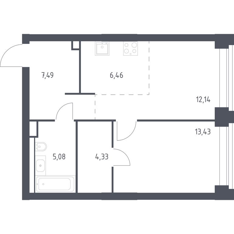 Apartment Sale, 48.93平方米 at Nova, Bratyev Fonchenko Street, вл21, Moscow, Russia #1 Apartment Sale, 48.93平方米 at Nova, Bratyev Fonchenko Street, вл21, Moscow, Russia #1