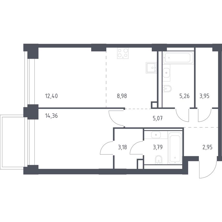Apartment Sale, 59.94 sq. m. at Nova, Bratyev Fonchenko Street, вл21, Moscow, Russia #1