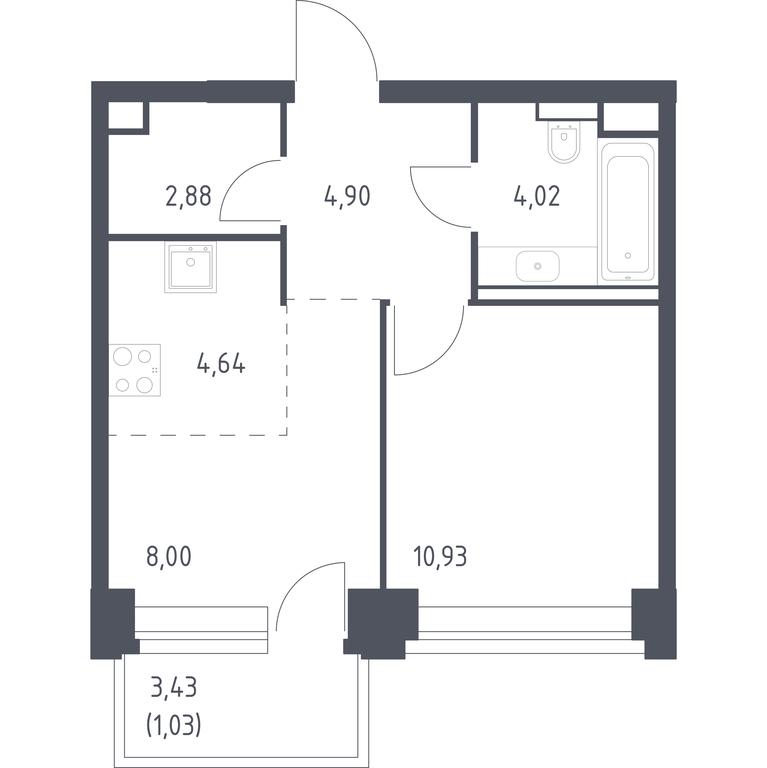 Apartment Sale, 36.4平方米 at Nova, Bratyev Fonchenko Street, вл21, Moscow, Russia #1