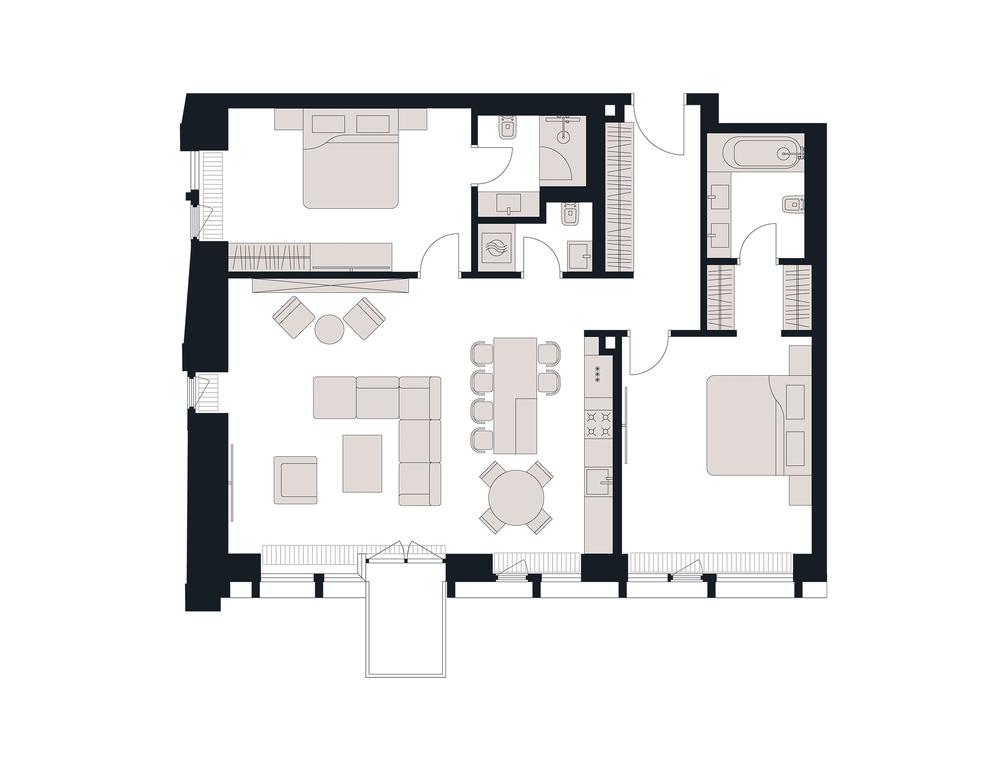 2-BD Apartment Sale, 117平方米 at Victory Park Residences, Bratyev Fonchenko Street, вл3, Moscow, Russia #2