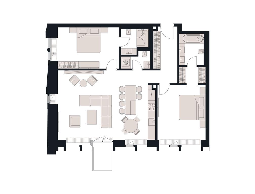2-BD Apartment Sale, 117平方米 at Victory Park Residences, Bratyev Fonchenko Street, вл3, Moscow, Russia #1