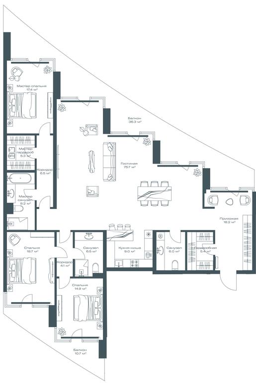 2-BD Apartment Sale, 210平方米 at Opus, Derbenevskaya Street, 1с1, Moscow, Russia #1