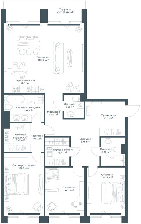 2-BD Apartment Sale, 150.6 sq. m. at Opus, Derbenevskaya Street, 1с1, Moscow, Russia #1 2-BD Apartment Sale, 150.6 sq. m. at Opus, Derbenevskaya Street, 1с1, Moscow, Russia #1