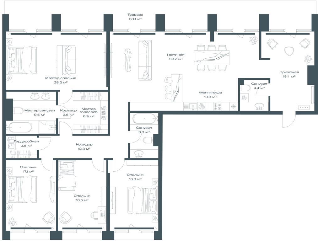3-BD Apartment Sale, 208平方米 at Opus, Derbenevskaya Street, 1с1, Moscow, Russia #1