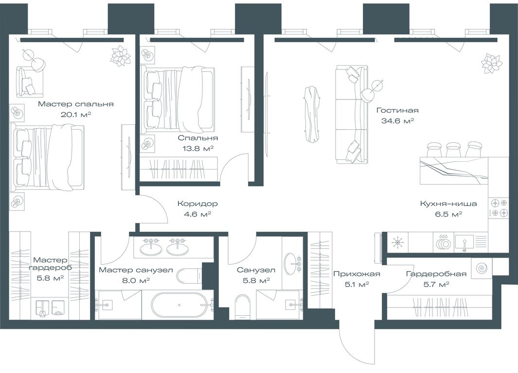 1-BD Apartment Sale, 110平方米 at Opus, Derbenevskaya Street, 1с1, Moscow, Russia #1