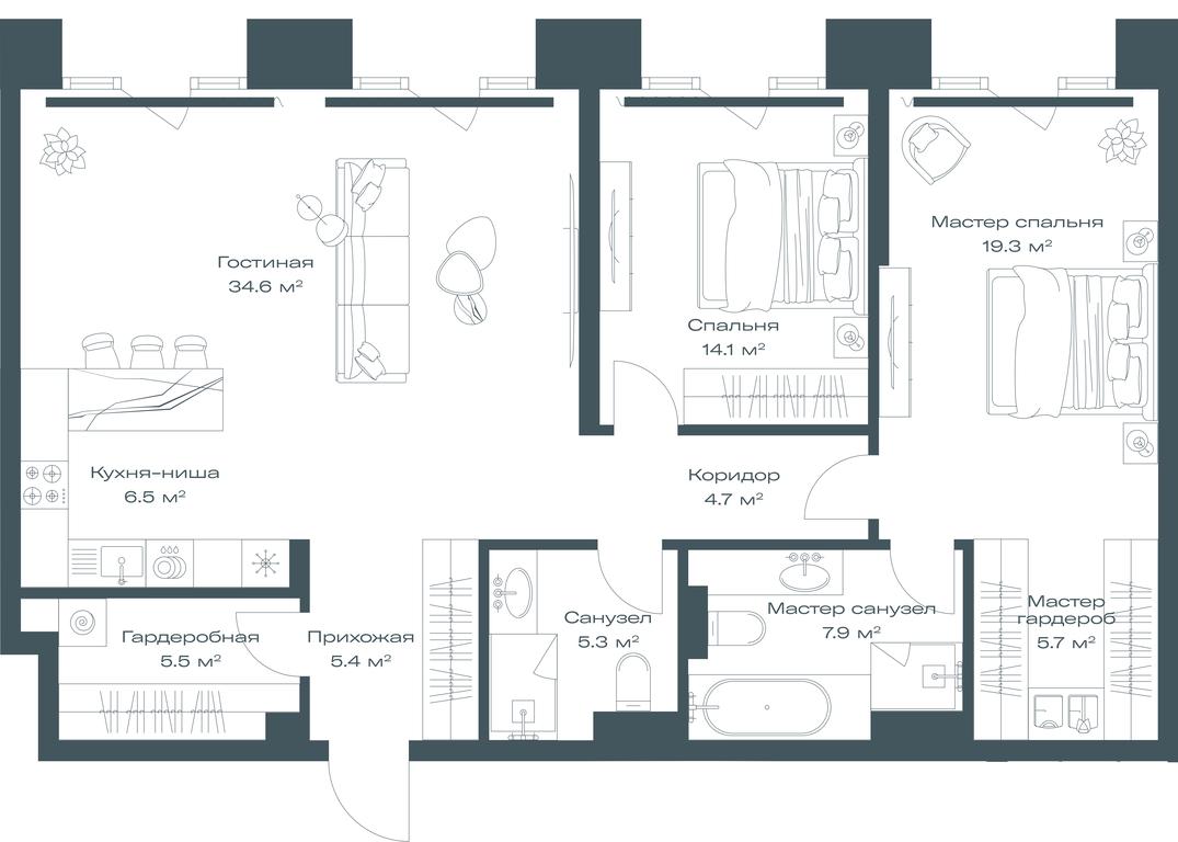 1-BD Apartment Sale, 109 sq. m. at Opus, Derbenevskaya Street, 1с1, Moscow, Russia #1 1-BD Apartment Sale, 109 sq. m. at Opus, Derbenevskaya Street, 1с1, Moscow, Russia #1