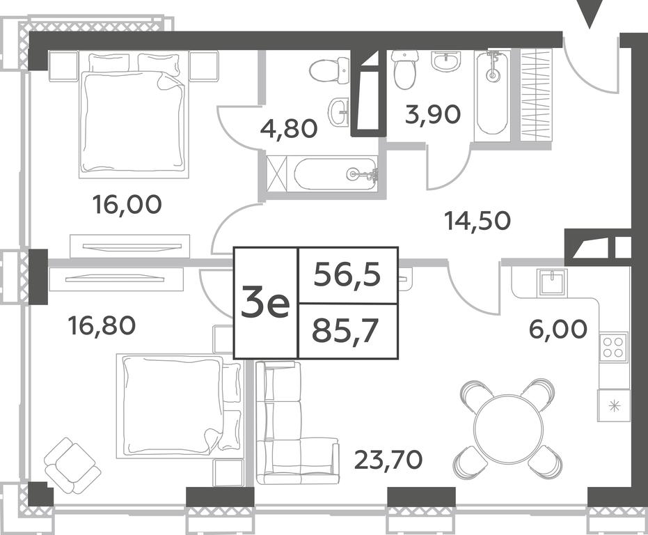 3-BD Apartment Sale, 85.7 sq. m. at Will Towers, Minskaya Street, 1/1соор1, Moscow, Russia #2 3-BD Apartment Sale, 85.7 sq. m. at Will Towers, Minskaya Street, 1/1соор1, Moscow, Russia #2
