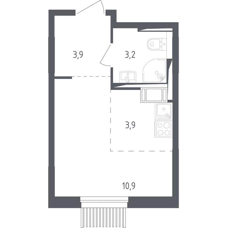 Apartment Sale, 21.4 sq. m. at Mytishchi Park, Silikatnaya ulitsa, 41к3, Mytischi, Moscow Region, Russia #1