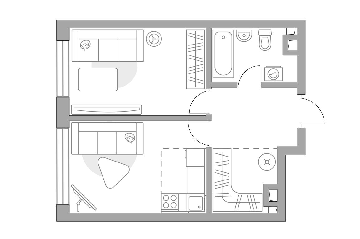 1-BD Apartment Sale, 42.03平方米 at Triniti 3, Dmitrovskoye Highway, 75к4, Moscow, Russia #1 1-BD Apartment Sale, 42.03平方米 at Triniti 3, Dmitrovskoye Highway, 75к4, Moscow, Russia #1