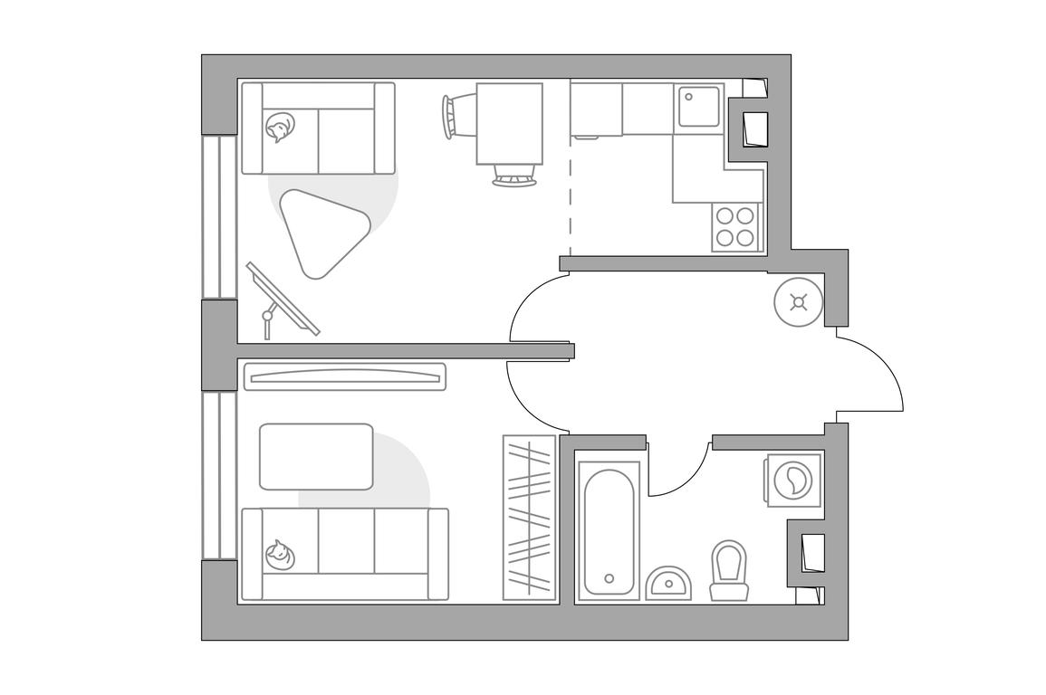 2-BD Apartment Sale, 60.37 sq. m. at Triniti 3, Dmitrovskoye Highway, 75к4, Moscow, Russia #1