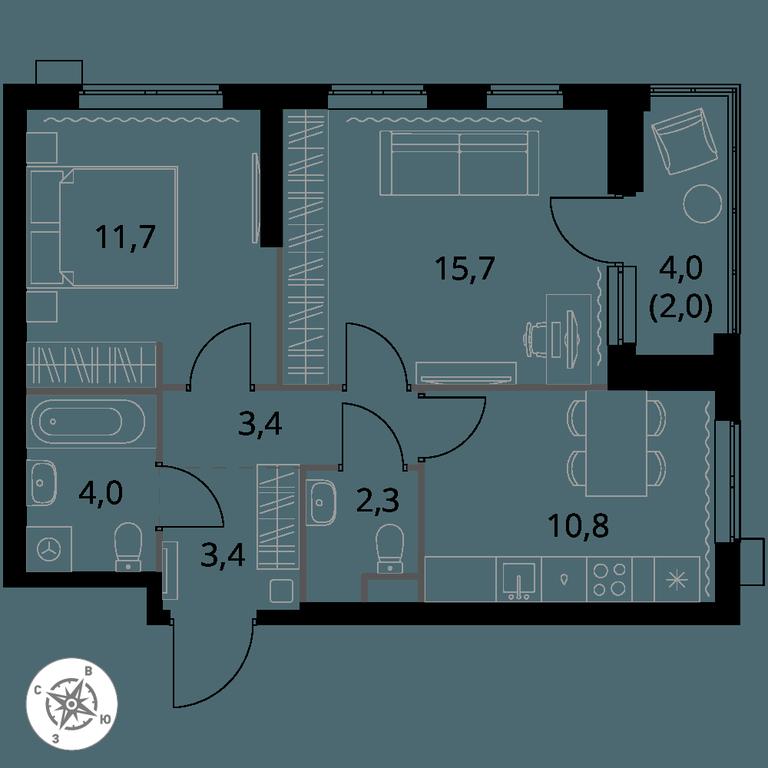 2-BD Apartment Sale, 53.3 sq. m. at 1 Izmajlovskij, Montazhnaya Street, 8с13, Moscow, Russia #1 2-BD Apartment Sale, 53.3 sq. m. at 1 Izmajlovskij, Montazhnaya Street, 8с13, Moscow, Russia #1