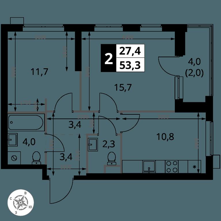 2-BD Apartment Sale, 53.3 sq. m. at 1 Izmajlovskij, Montazhnaya Street, 8с13, Moscow, Russia #2 2-BD Apartment Sale, 53.3 sq. m. at 1 Izmajlovskij, Montazhnaya Street, 8с13, Moscow, Russia #2