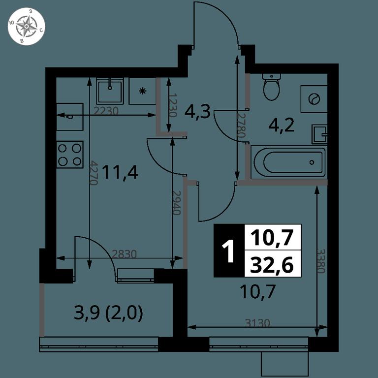 1-BD Apartment Sale, 32.6 sq. m. at 1 Yasenevskij, Kvartal № 24, Mosrentgen Settlement, Moscow, Russia #1 1-BD Apartment Sale, 32.6 sq. m. at 1 Yasenevskij, Kvartal № 24, Mosrentgen Settlement, Moscow, Russia #1