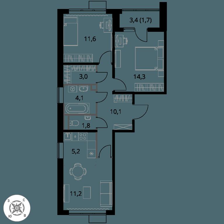 3-BD Apartment Sale, 63 sq. m. at Pervy Sheremetevskij, Komsomolskaya Street, 16, Khimki, Moscow Region, Russia #1 3-BD Apartment Sale, 63 sq. m. at Pervy Sheremetevskij, Komsomolskaya Street, 16, Khimki, Moscow Region, Russia #1