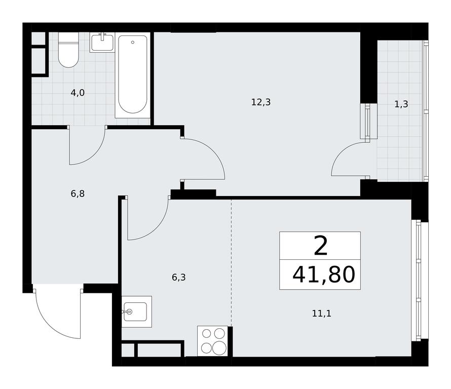 1-BD Apartment Sale, 41.8 sq. m. at Skandinaviya, Skandinaviya Residential Complex, Sosenskoye Settlement, Moscow, Russia #1