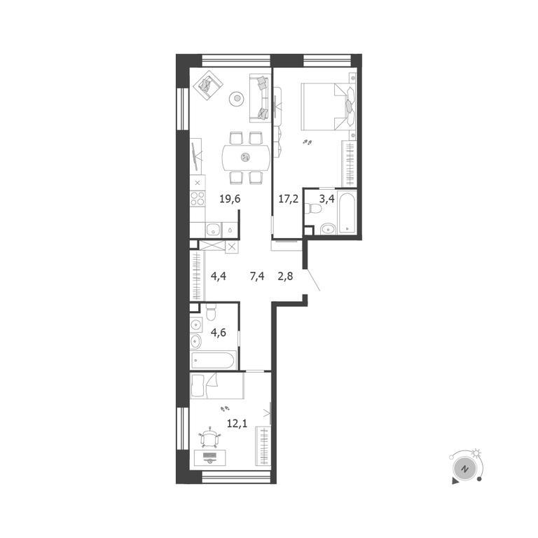 2-BD Apartment Sale, 71.5 sq. m. at Shagal, Автозаводская улица, 23, Москва, Россия #1 2-BD Apartment Sale, 71.5 sq. m. at Shagal, Автозаводская улица, 23, Москва, Россия #1