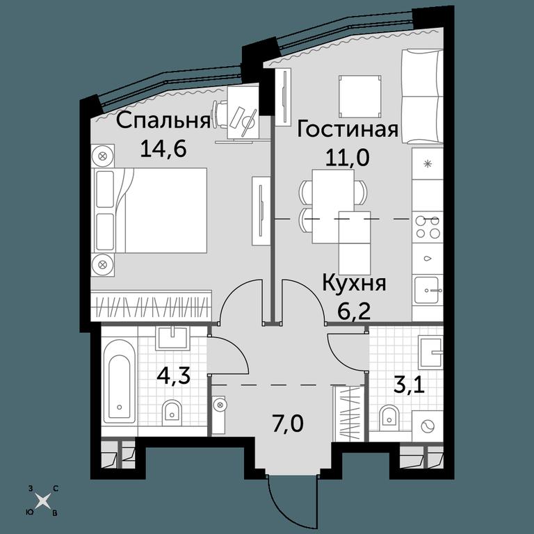 Продажа 2-комн. квартиры, 46,2 м² в ЖК «Роттердам», Варшавское шоссе, 37Ак1с2, Москва, Россия #1