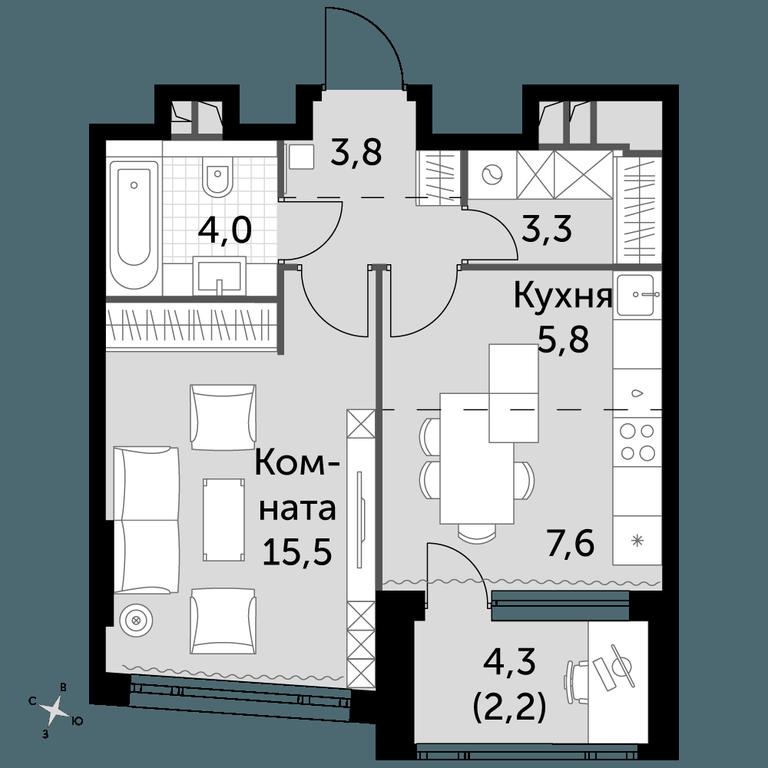 1-BD Apartment Sale, 42.2平方米 at Rotterdam, Varshavskoye Highway, 37Ак1с2, Moscow, Russia #1 1-BD Apartment Sale, 42.2平方米 at Rotterdam, Varshavskoye Highway, 37Ак1с2, Moscow, Russia #1