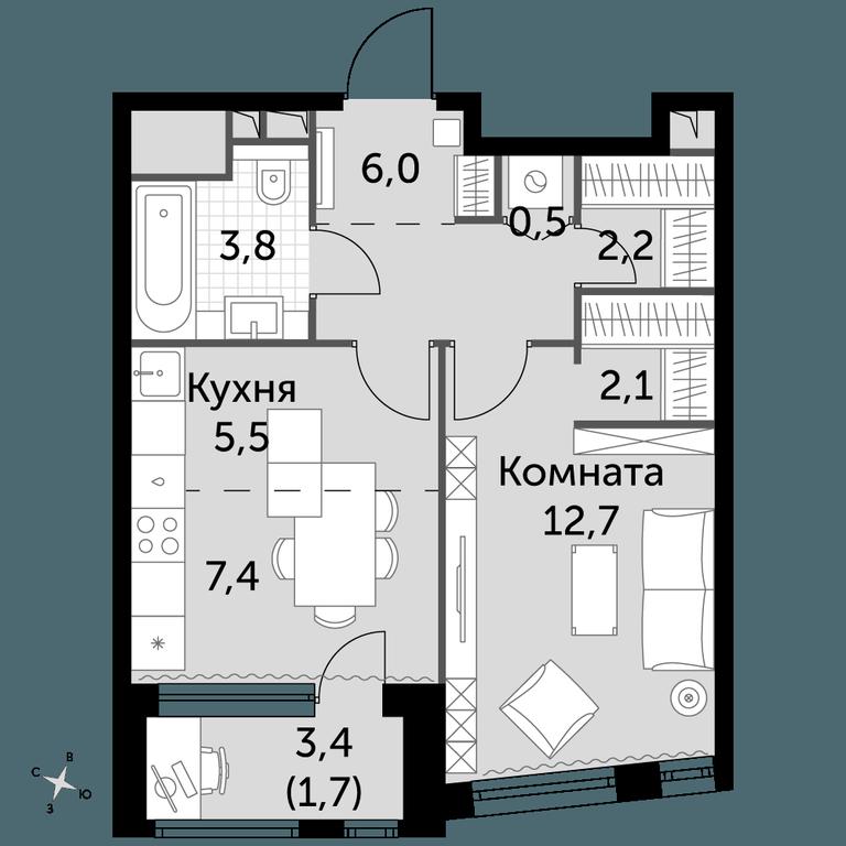 1-BD Apartment Sale, 41.9 sq. m. at Rotterdam, Varshavskoye Highway, 37Ак1с2, Moscow, Russia #1