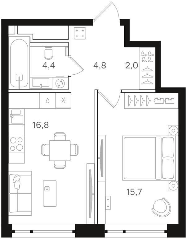 1-BD Apartment Sale, 43.7 sq. m. at Mangazeya na Rechnom, Leningradskoye Highway, Moscow, Russia #2