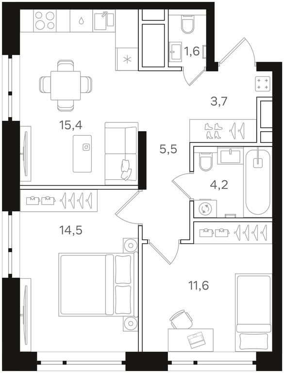 2-BD Apartment Sale, 56.5平方米 at Mangazeya na Rechnom, Leningradskoye Highway, Moscow, Russia #1 2-BD Apartment Sale, 56.5平方米 at Mangazeya na Rechnom, Leningradskoye Highway, Moscow, Russia #1