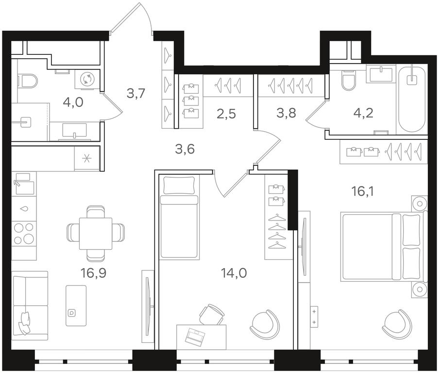2-BD Apartment Sale, 68.8 sq. m. at Mangazeya na Rechnom, Leningradskoye Highway, Moscow, Russia #2 2-BD Apartment Sale, 68.8 sq. m. at Mangazeya na Rechnom, Leningradskoye Highway, Moscow, Russia #2