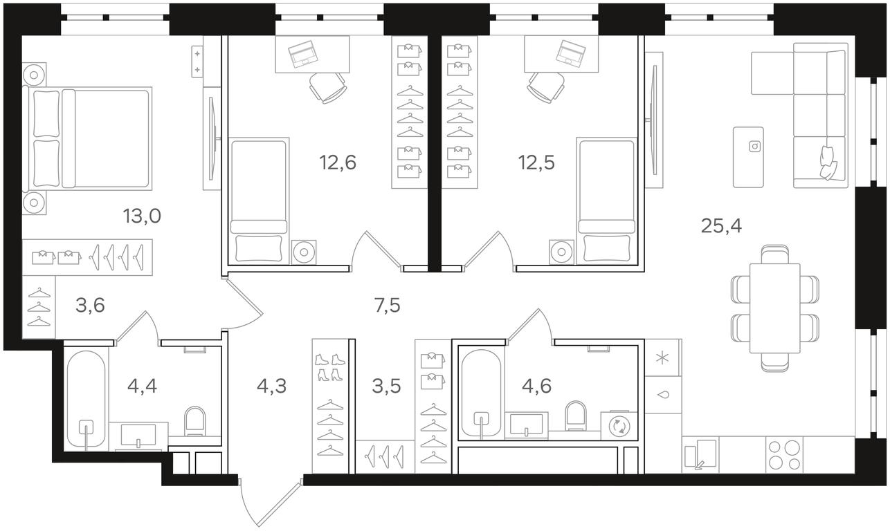 3-BD Apartment Sale, 91.4 sq. m. at Mangazeya na Rechnom, Leningradskoye Highway, Moscow, Russia #2