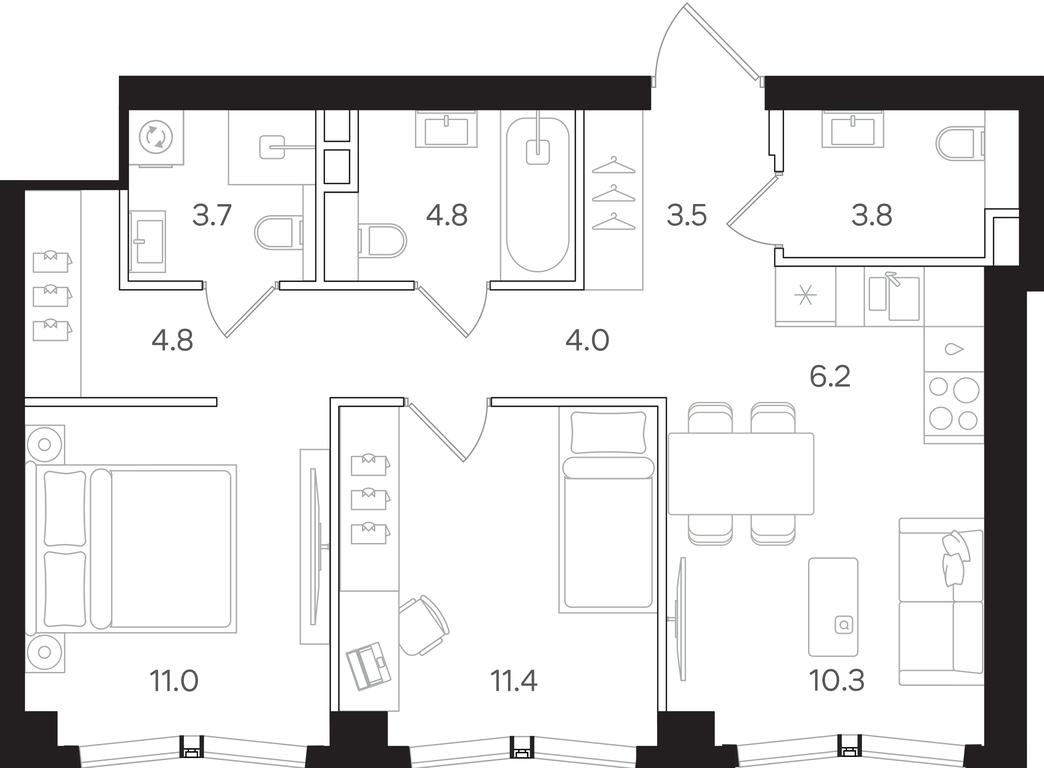 2-BD Apartment Sale, 63.5 sq. m. at Mangazeya na Tulskoy, Bolshaya Tulskaya Street, Moscow, Russia #2 2-BD Apartment Sale, 63.5 sq. m. at Mangazeya na Tulskoy, Bolshaya Tulskaya Street, Moscow, Russia #2