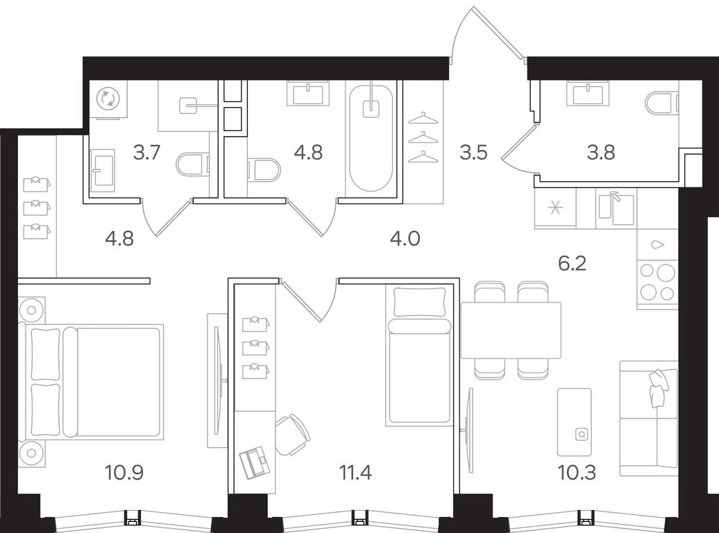 2-BD Apartment Sale, 63.4 sq. m. at Mangazeya na Tulskoy, Bolshaya Tulskaya Street, Moscow, Russia #1 2-BD Apartment Sale, 63.4 sq. m. at Mangazeya na Tulskoy, Bolshaya Tulskaya Street, Moscow, Russia #1