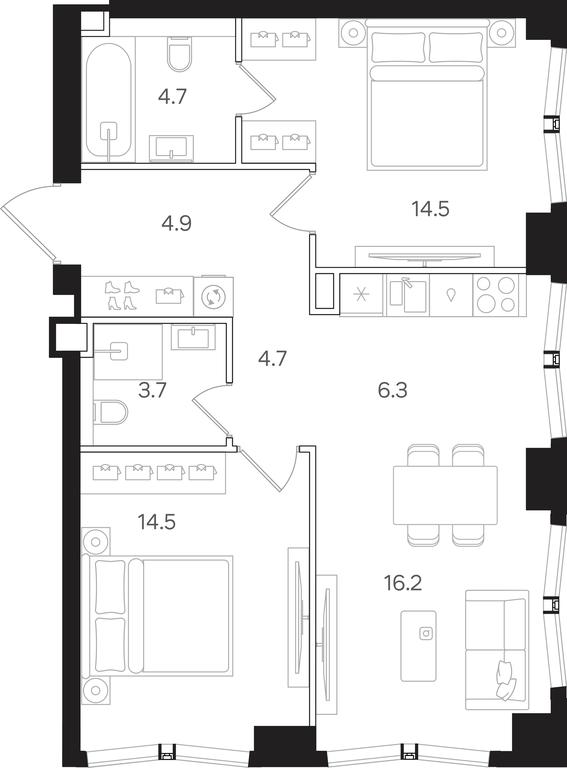 2-BD Apartment Sale, 69.5 sq. m. at Mangazeya na Tulskoy, Bolshaya Tulskaya Street, Moscow, Russia #1 2-BD Apartment Sale, 69.5 sq. m. at Mangazeya na Tulskoy, Bolshaya Tulskaya Street, Moscow, Russia #1