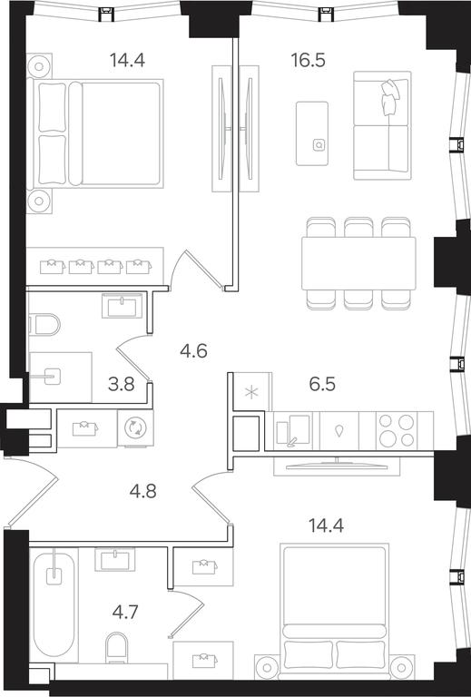 2-BD Apartment Sale, 69.7 sq. m. at Mangazeya na Tulskoy, Bolshaya Tulskaya Street, Moscow, Russia #1 2-BD Apartment Sale, 69.7 sq. m. at Mangazeya na Tulskoy, Bolshaya Tulskaya Street, Moscow, Russia #1