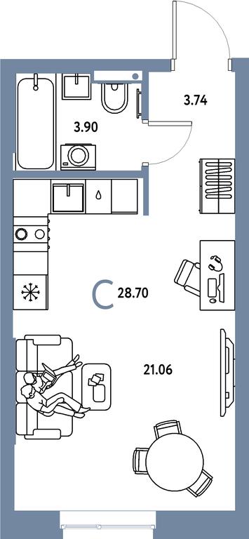 Apartment Sale, 28.7平方米 at Strana.Parkovaya, ulitsa Komarova, Mytischi, Moscow Region, Russia #1