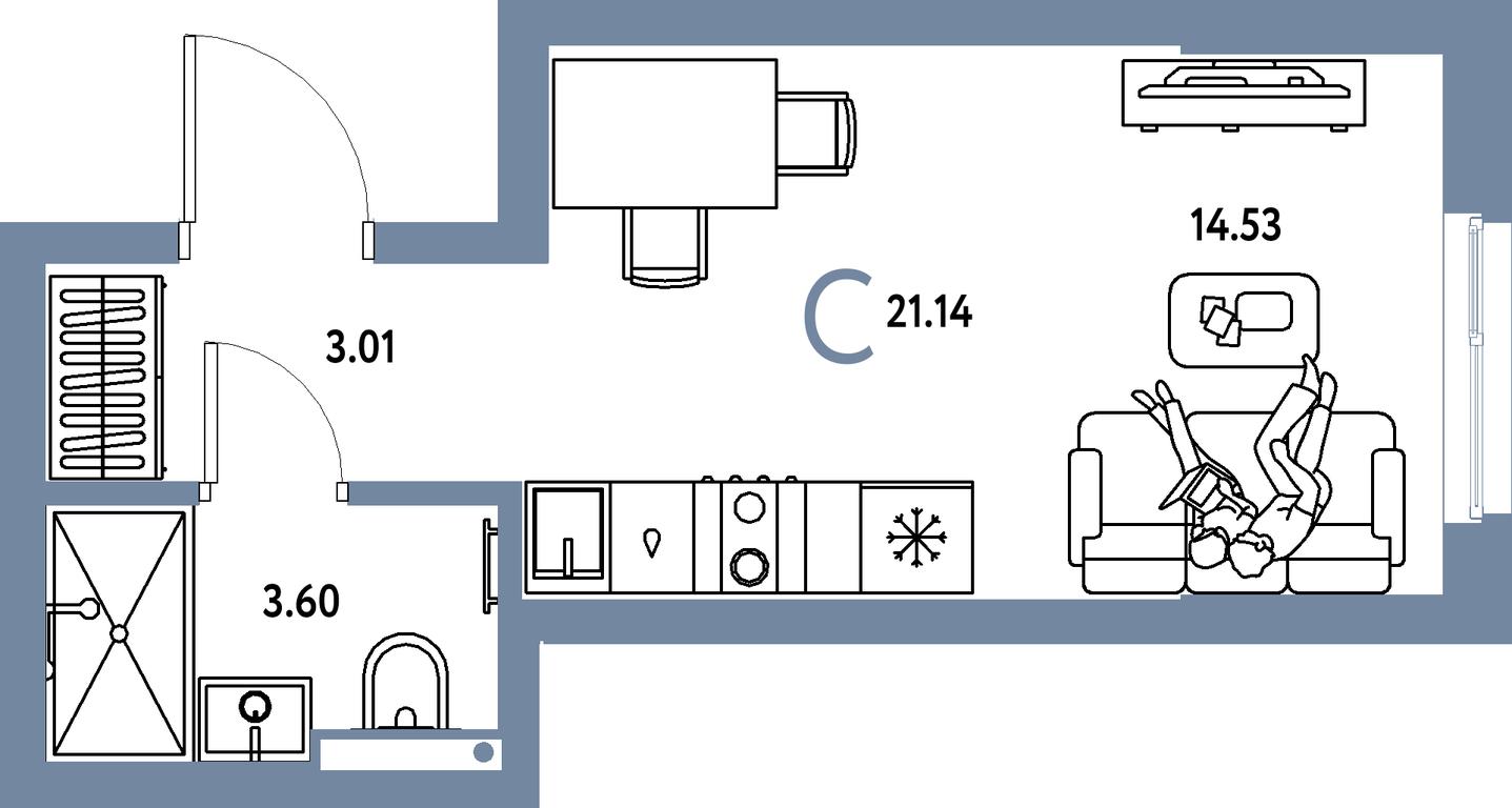 Apartment Sale, 21.14平方米 at Strana.Parkovaya, ulitsa Komarova, Mytischi, Moscow Region, Russia #1